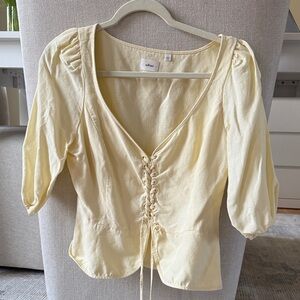 Wilfred Light Yellow Lace-Up Blouse